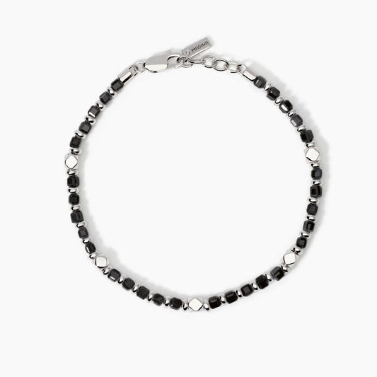 Bracciale da uomo in argento e agata nera CALIFORNIA