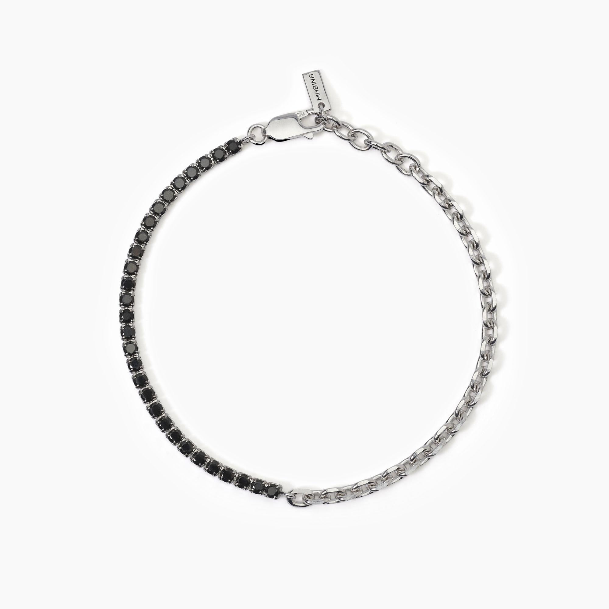 Bracciale Mabina uomo in argento mix tennis e catena TWINS