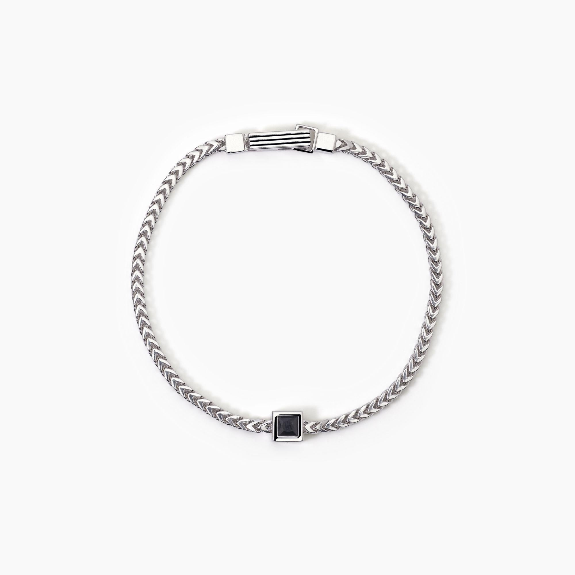 Bracciale Mabina uomo in argento con catena franco BLACK CODE
