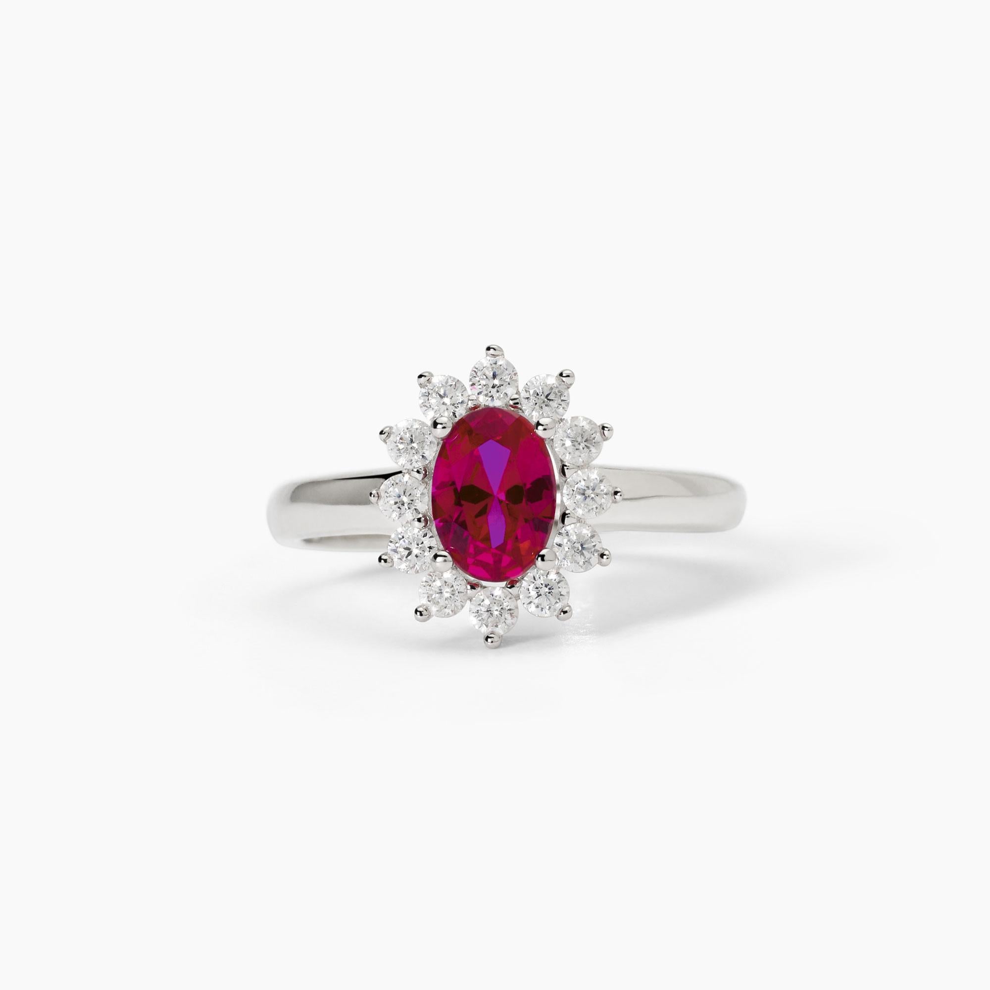 Anello donna Mabina in argento con rubino sintetico ovale