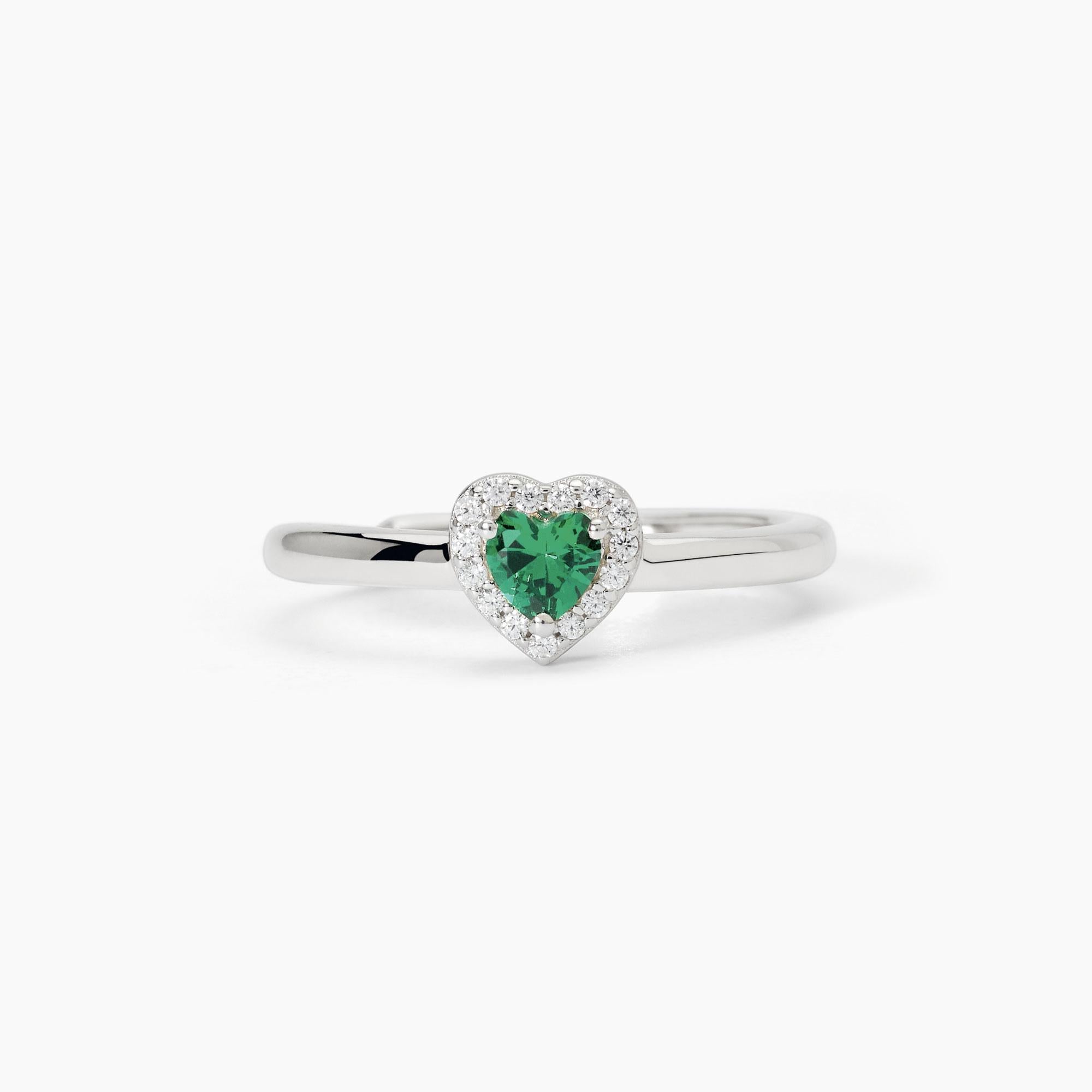 Anello donna Mabina in argento con smeraldo sintetico