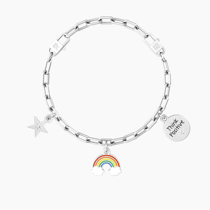 Bracciale Kidult donna regolabile con ciondoli arcobaleno e stella  ARCOBALENO | THINK POSITIVE