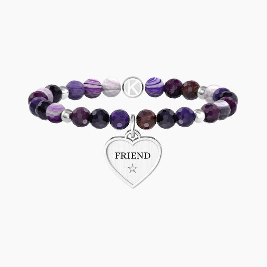 Bracciale Kidult donna con agata viola e ciondolo cuore  CUORE | FRIEND IN MY LIFE