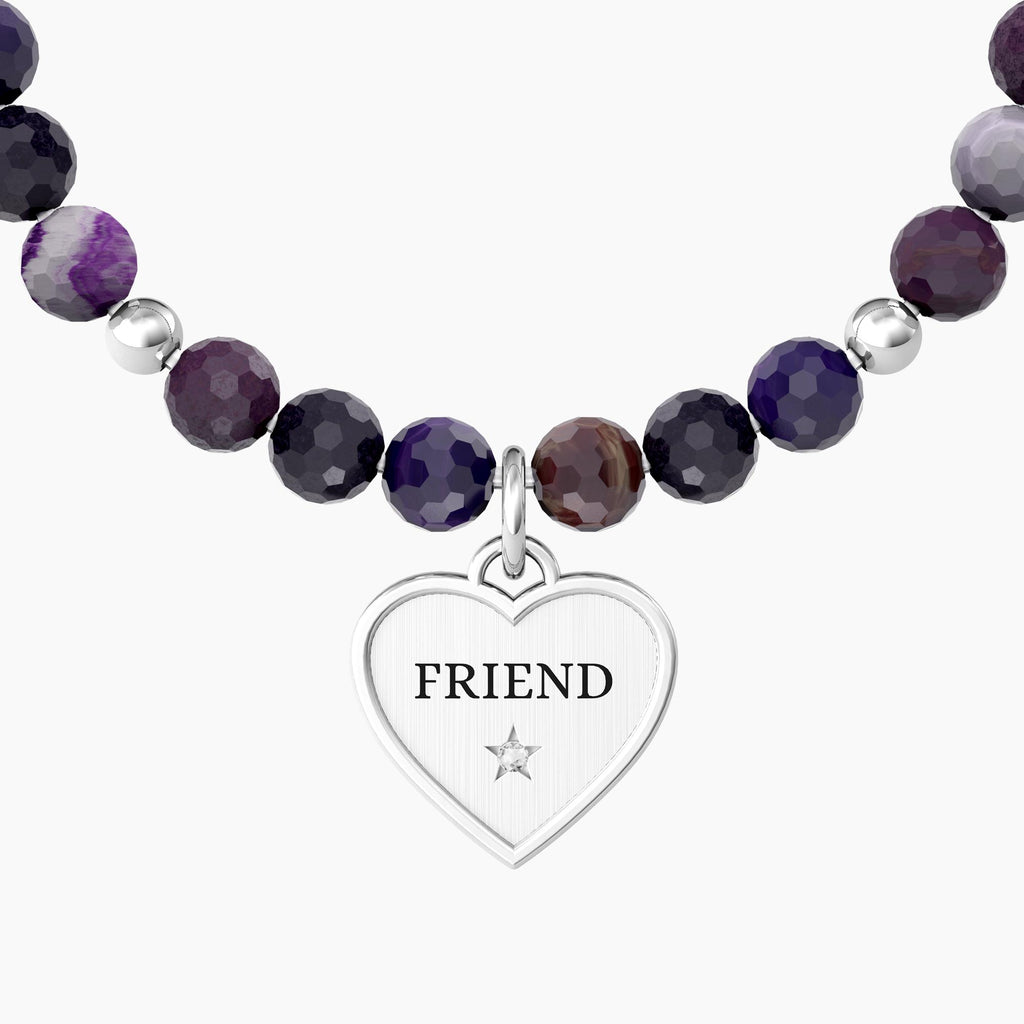 Bracciale Kidult donna con agata viola e ciondolo cuore  CUORE | FRIEND IN MY LIFE