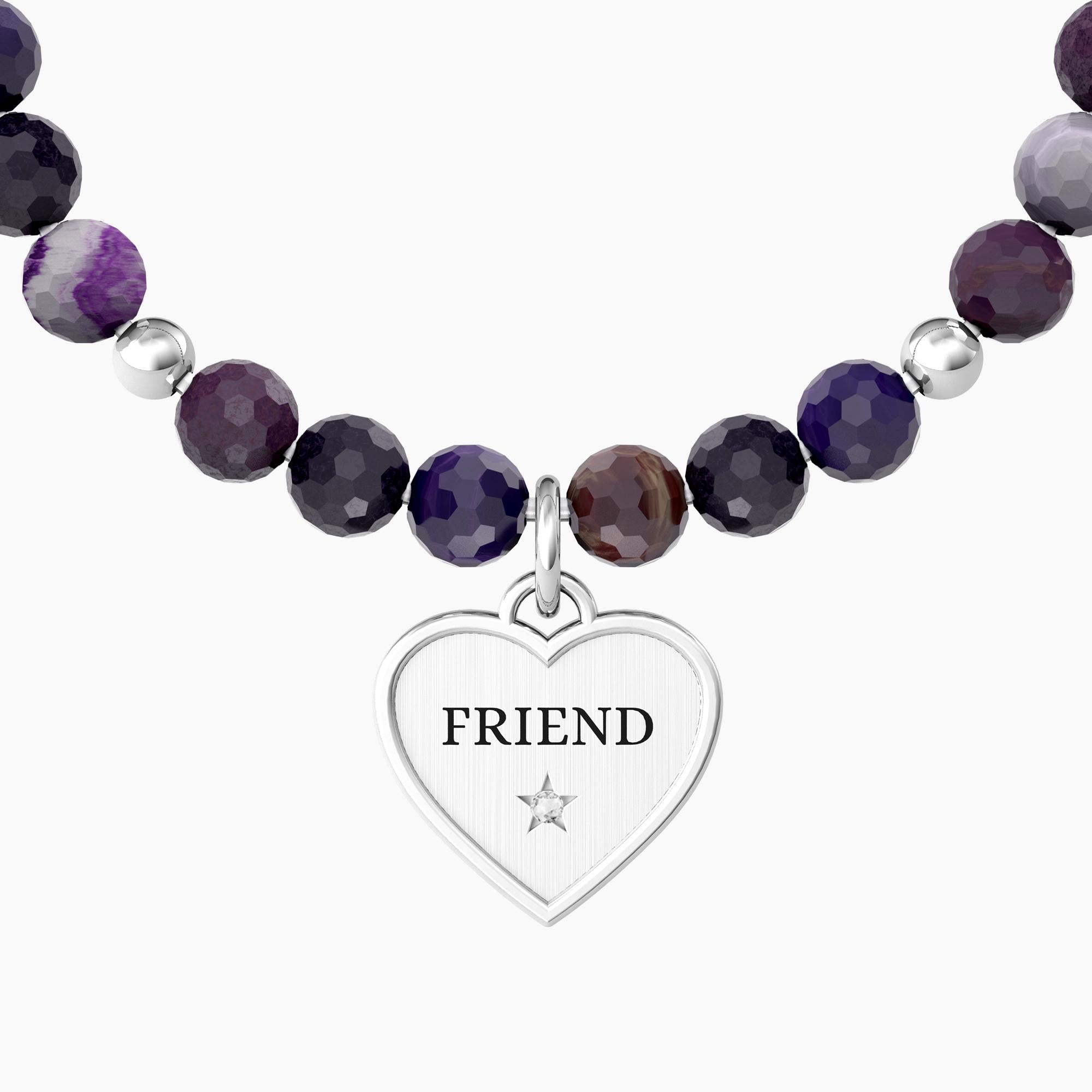 Bracciale Kidult donna con agata viola e ciondolo cuore  CUORE | FRIEND IN MY LIFE