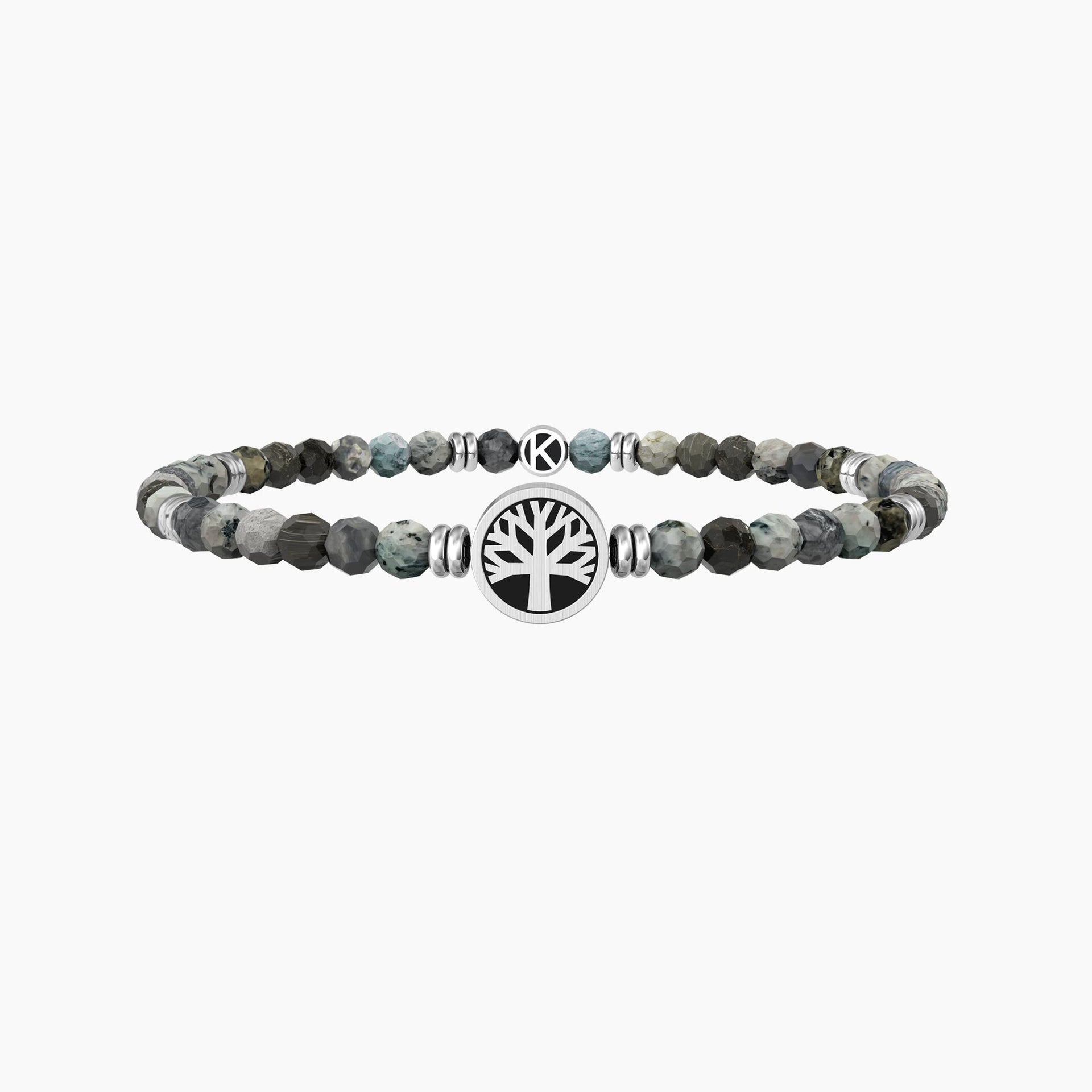 Bracciale elastico componibile con agata nera striata Kidult