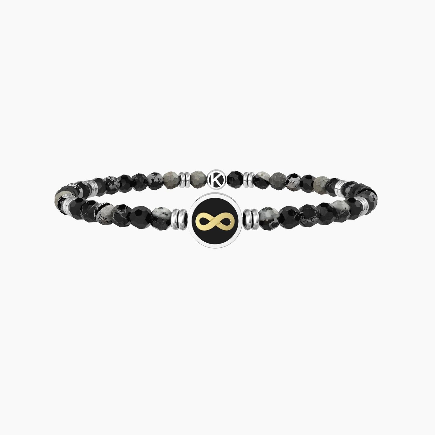 Bracciale uomo kidult elastico con agata nera e infinito  INFINITO | OLTRE I LIMITI
