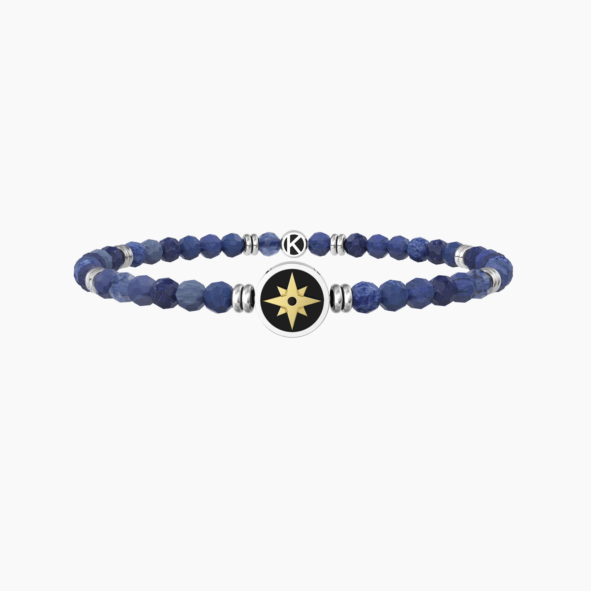 Bracciale uomo kidult elastico con agata blu e rosa dei venti  ROSA DEI VENTI | LIBERO ED INTREPIDO