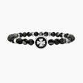 Bracciale uomo kidult elastico con agata nera e quadrifoglio  QUADRIFOGLIO | GOOD LUCK