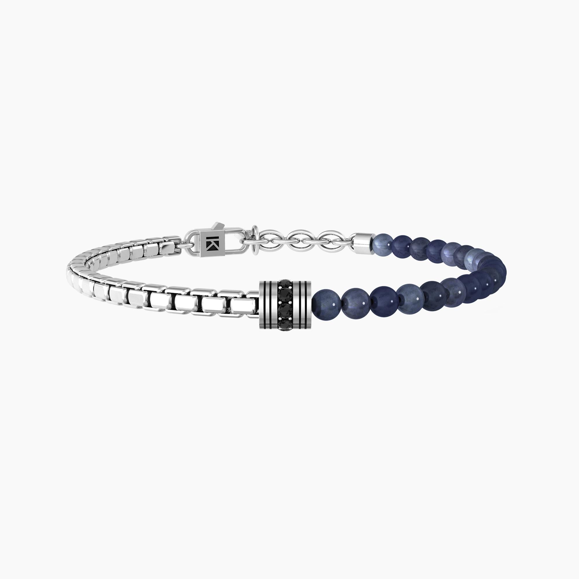 Bracciale uomo kidult con catena e dumortierite blu  EQUILIBRIO