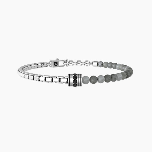 Bracciale uomo kidult con catena e agata grigia EQUILIBRIO