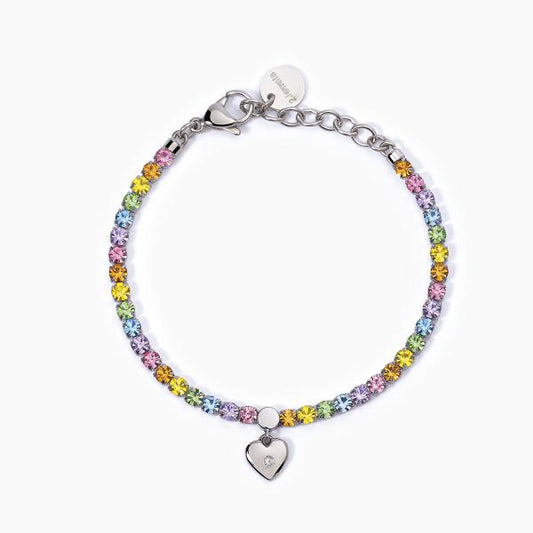 Bracciale donna 2Jewels tennis multicolor e cuore pendente