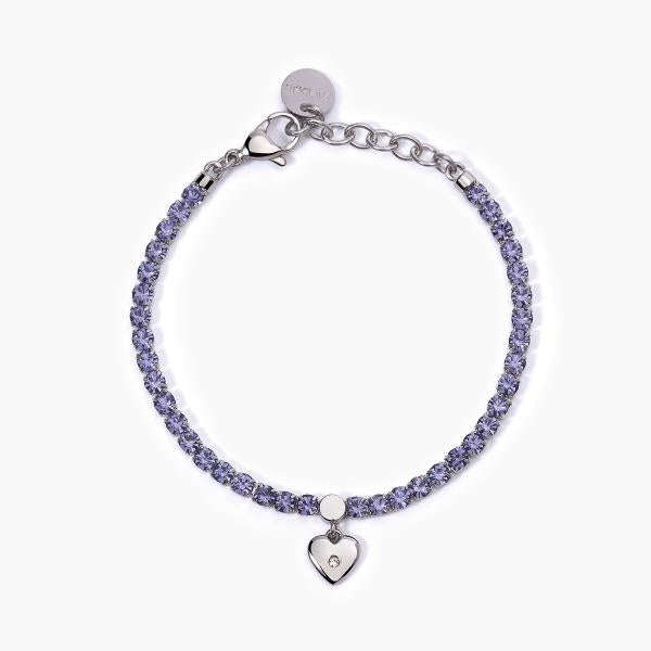 Bracciale donna 2Jewels tennis viola con cuore pendente