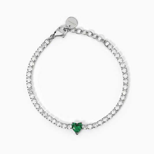 Bracciale donna 2Jewels tennis con cuore verde centrale