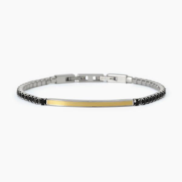 Bracciale uomo 2Jewels tennis con piastra centrale gold