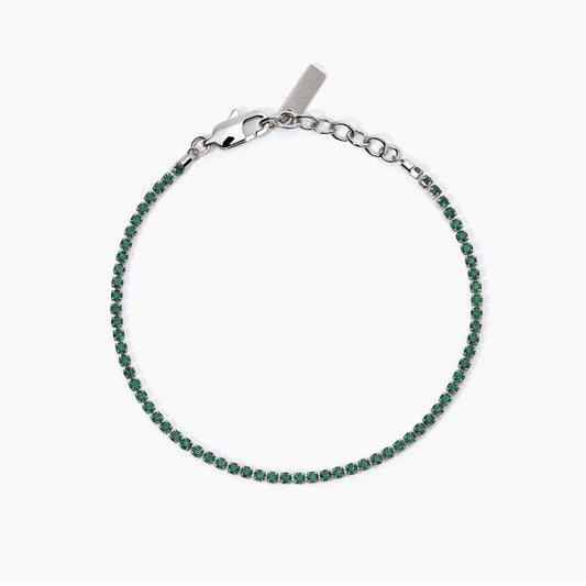 Bracciale uomo 2Jewels Tennis con cristalli verdi