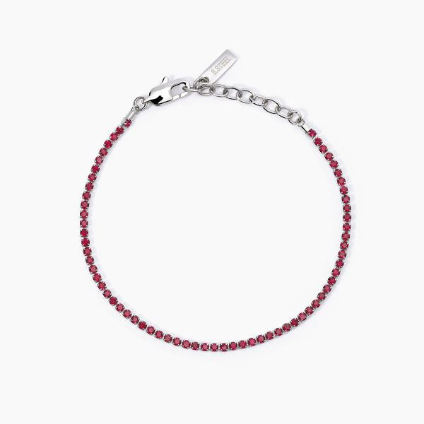 Bracciale uomo 2Jewels Tennis con cristalli rossi