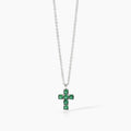 Collana  Mabina con ciondolo croce e smeraldi sintetici