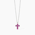 Collana  Mabina con ciondolo croce e rubini sintetici