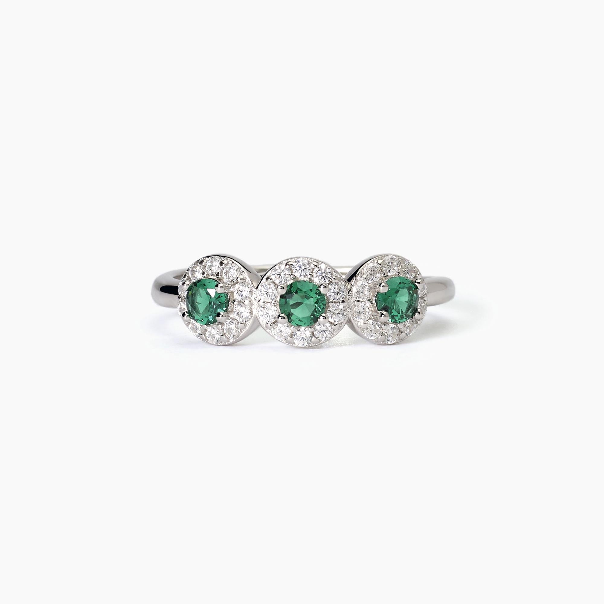 Anello donna Mabina in argento con smeraldi sintetici