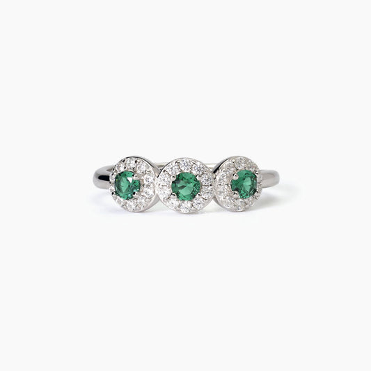 Anello donna Mabina in argento con smeraldi sintetici