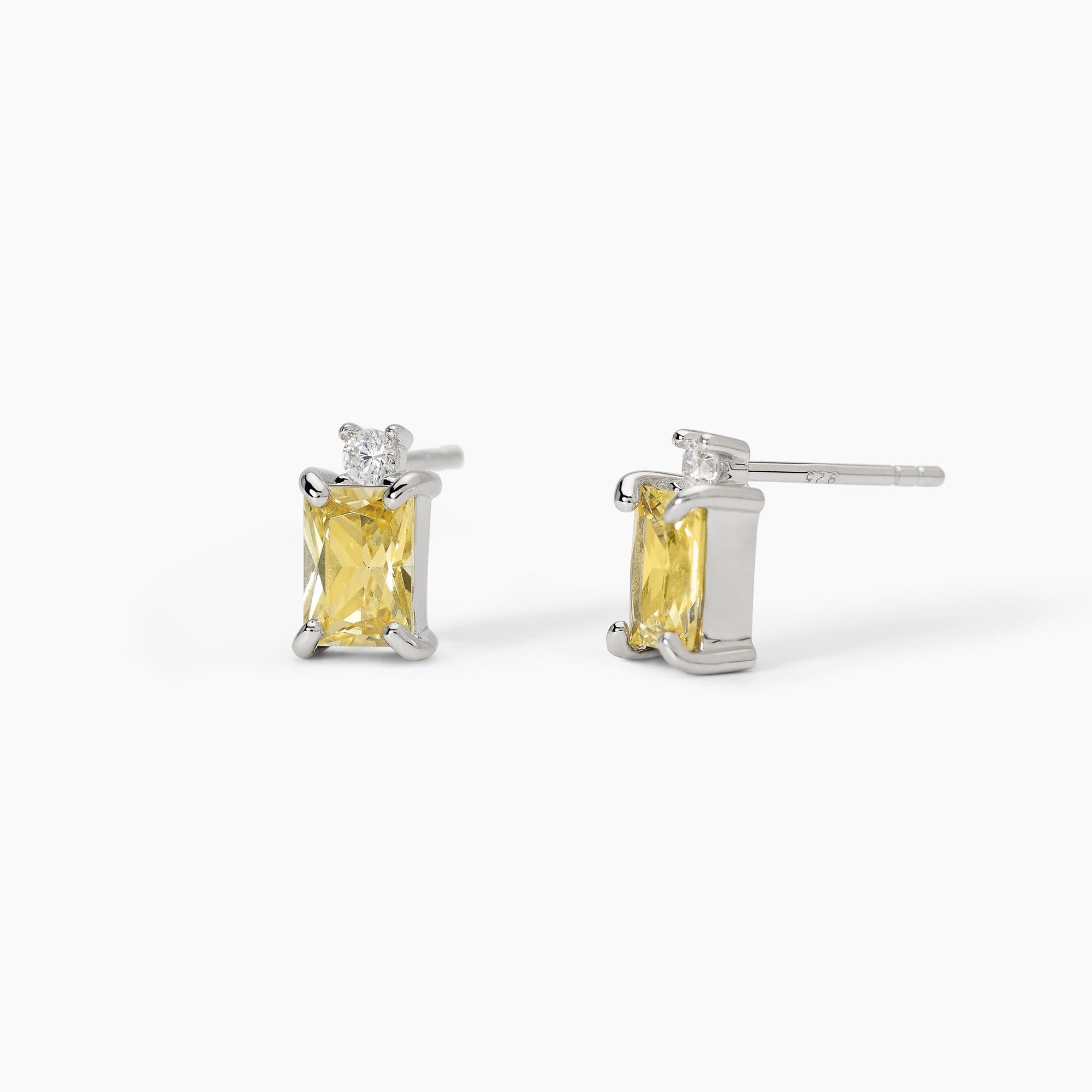 Orecchini Mabina donna in argento con zircone Lemon taglio princess