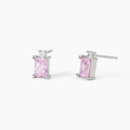 Orecchini Mabina donna in argento con zircone rosa taglio princess