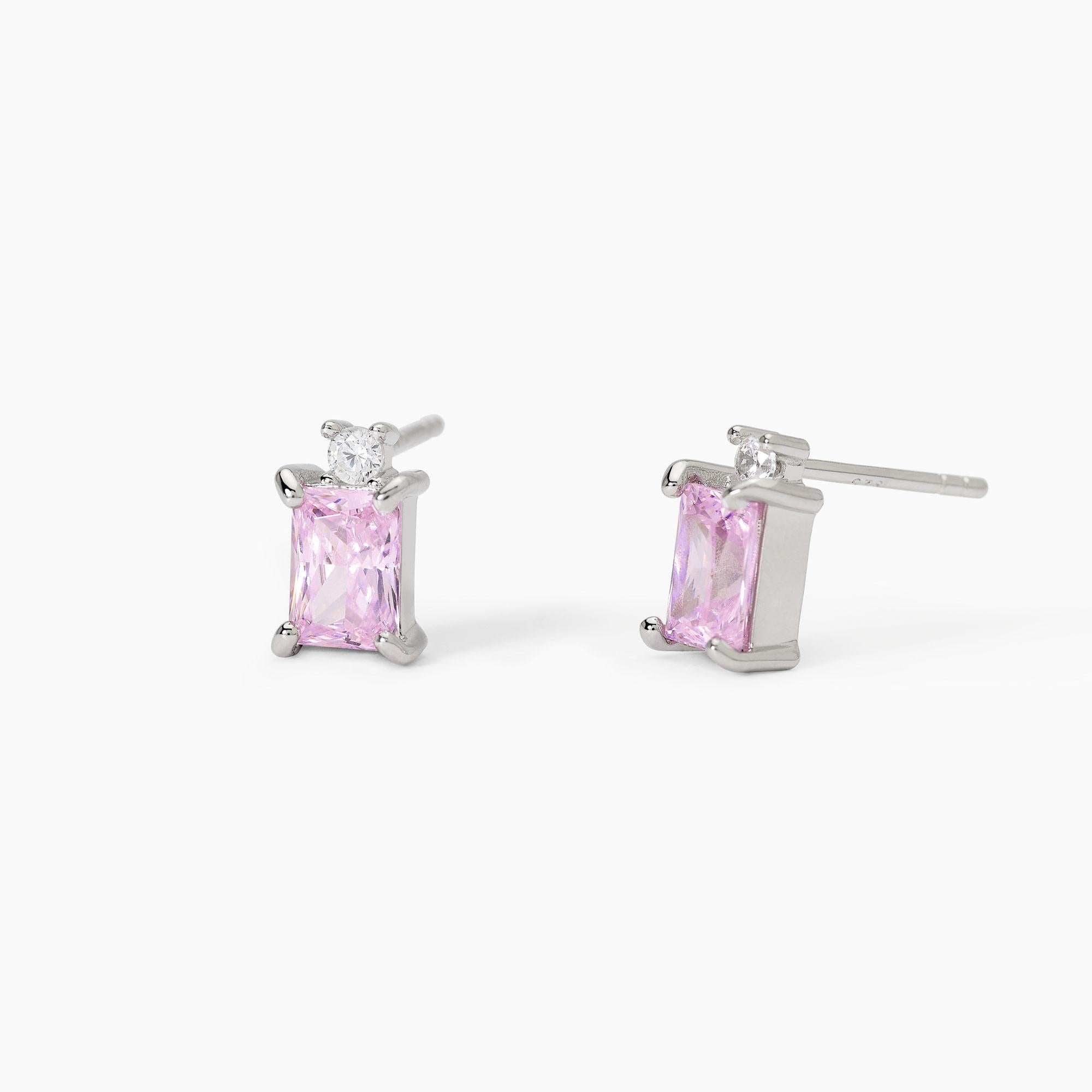 Orecchini Mabina donna in argento con zircone rosa taglio princess