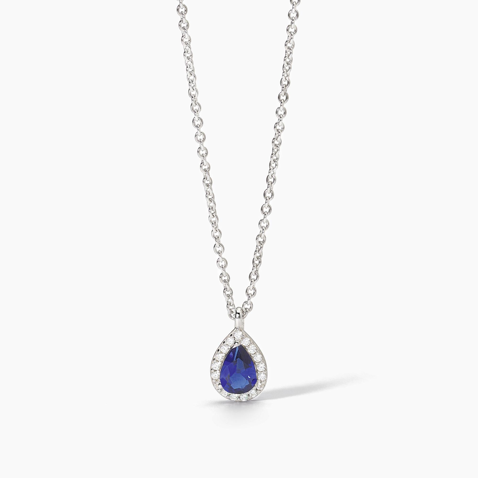 Collana  Mabina in argento con zaffiro sintetico e zirconi