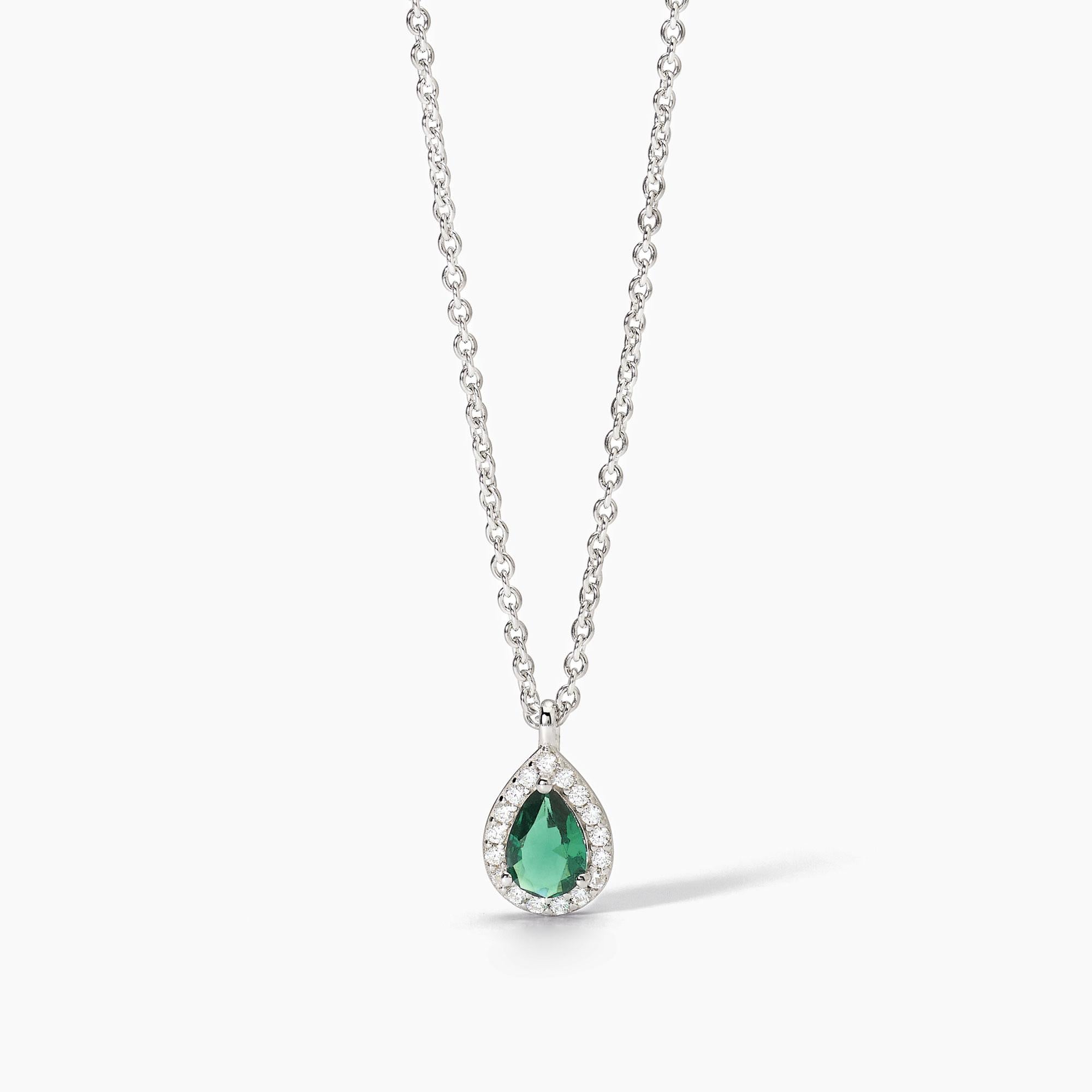 Collana  Mabina in argento con smeraldo sintetico e zirconi
