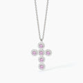 Collana  Mabina in argento con ciondolo croce e tormaline sintetiche