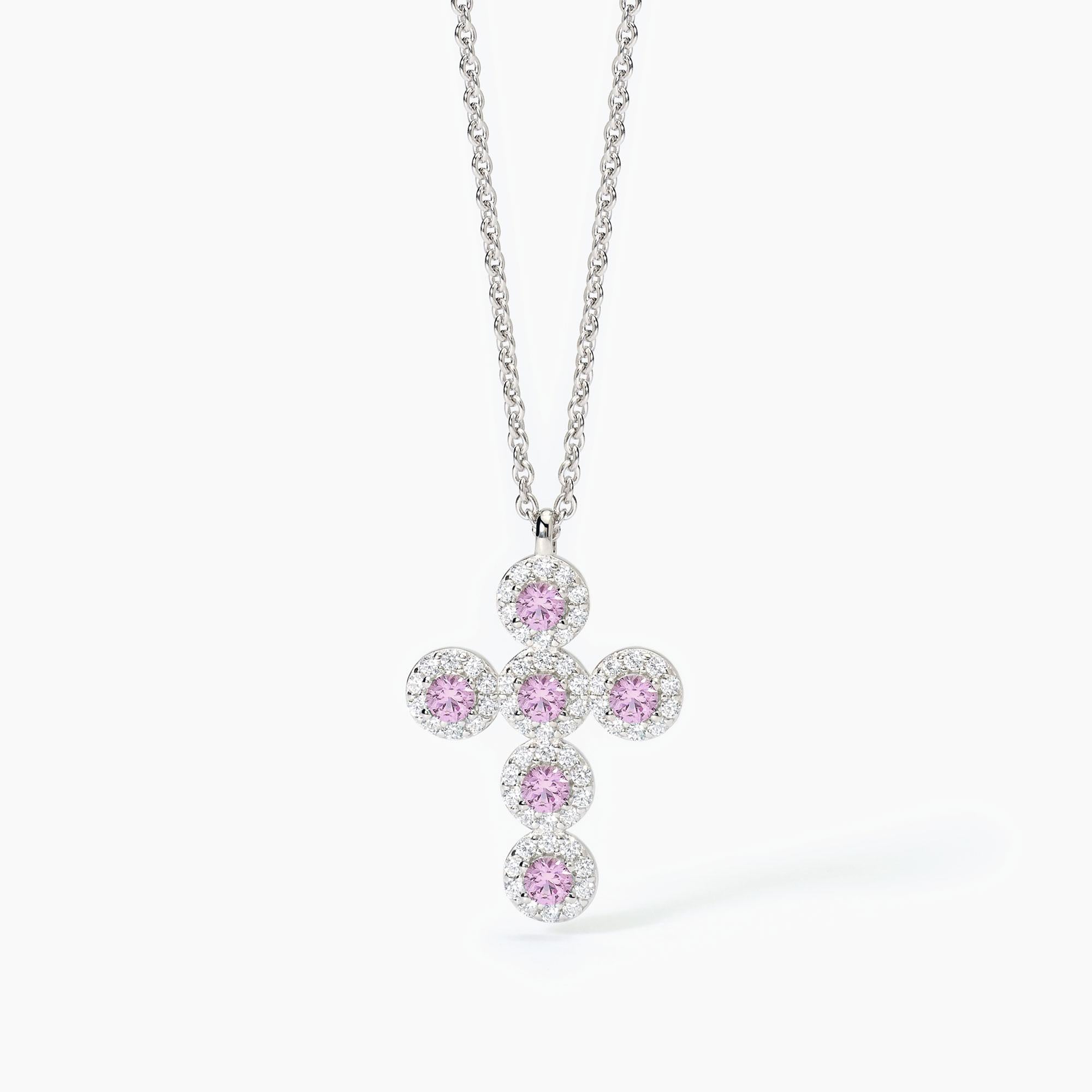 Collana  Mabina in argento con ciondolo croce e tormaline sintetiche