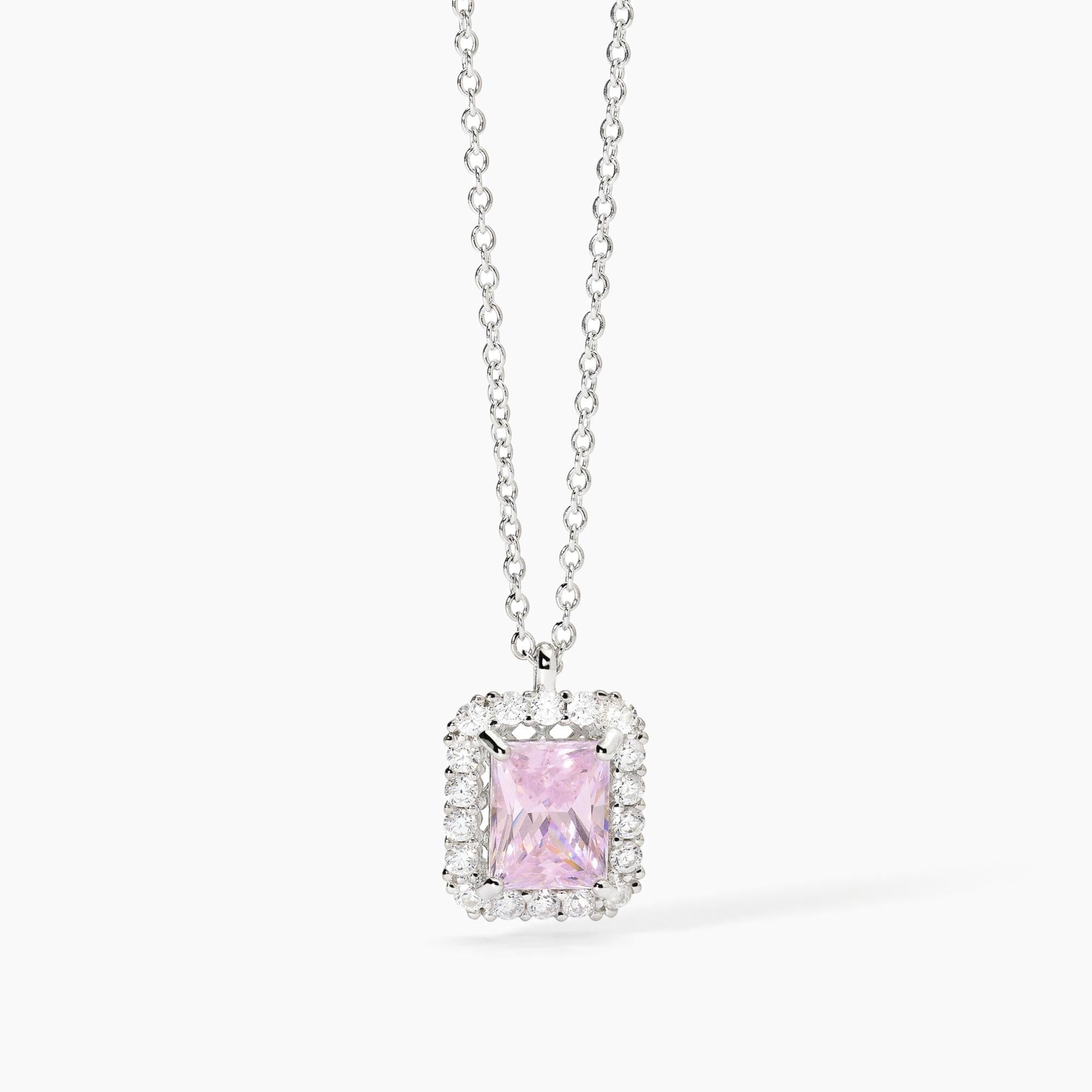 Collana  Mabina in argento con zircone rosa