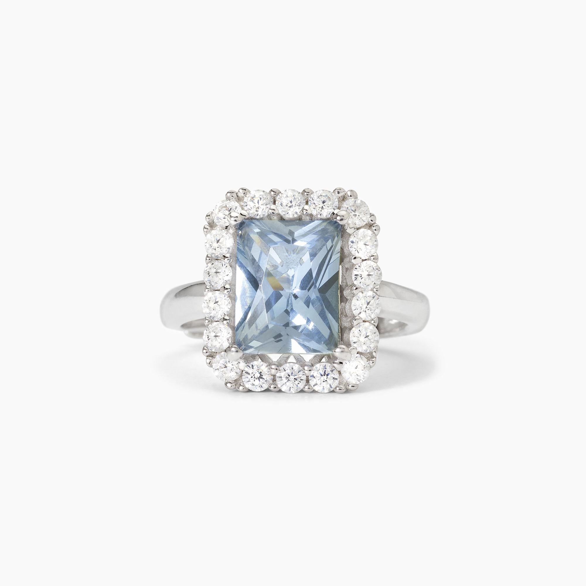 Anello donna Mabina in argento con acquamarina sintetica