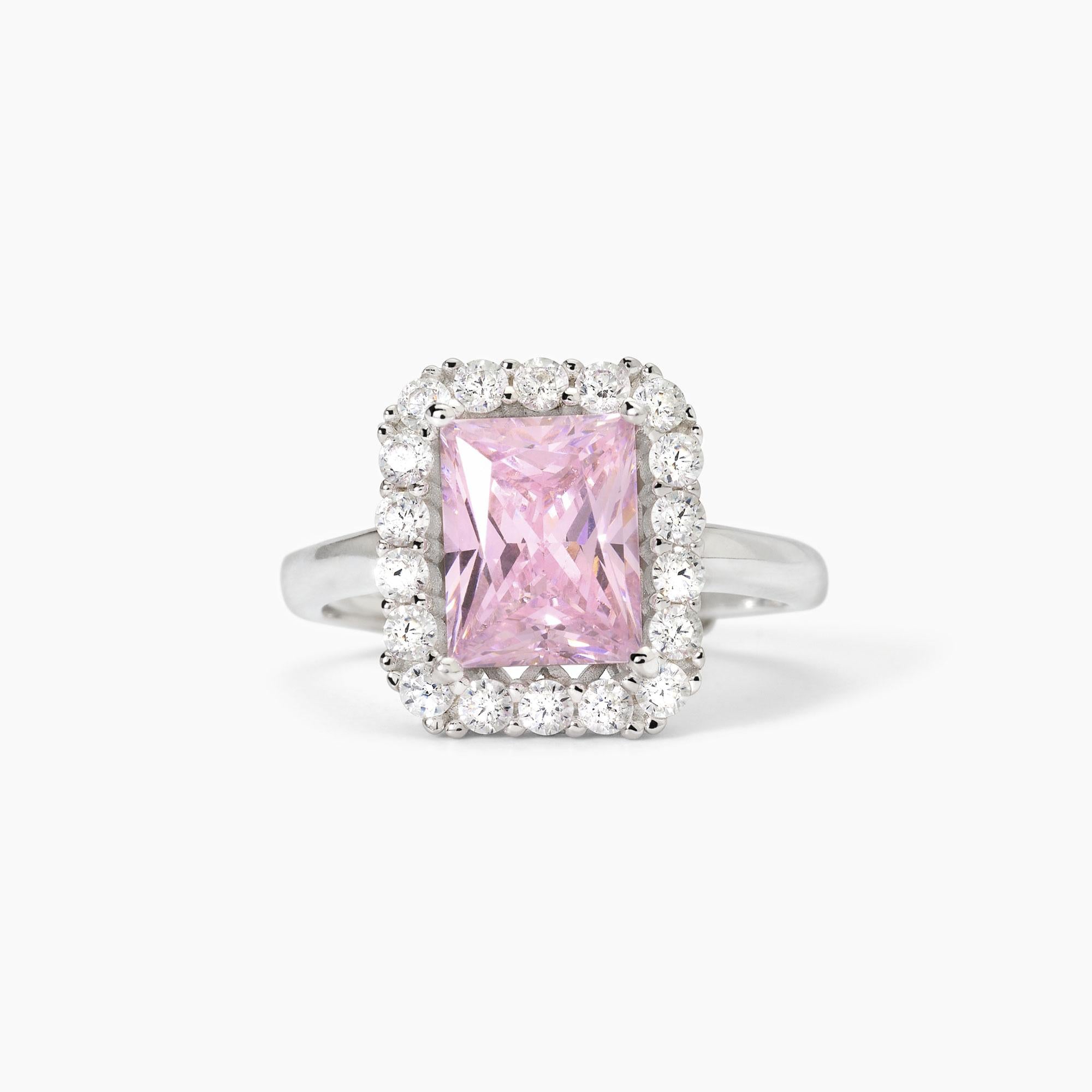 Anello donna Mabina in argento con zircone rosa