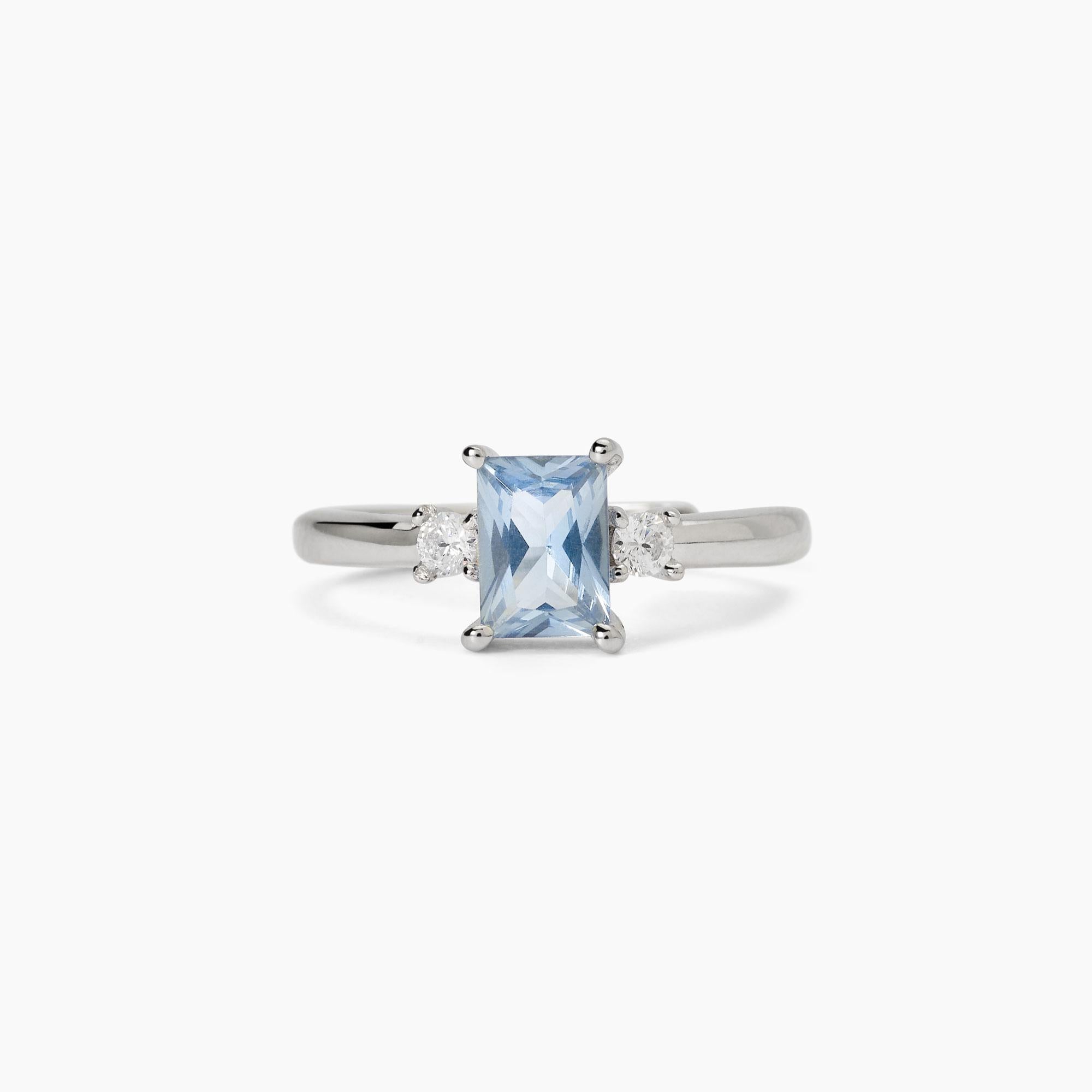 Anello donna Mabina in argento con acquamarina sintetica