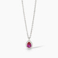 Collana  Mabina in argento con rubino sintetico e zirconi