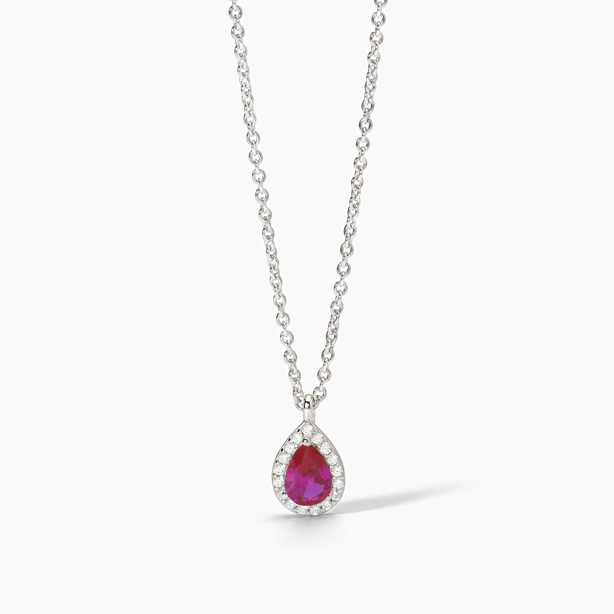 Collana  Mabina in argento con rubino sintetico e zirconi