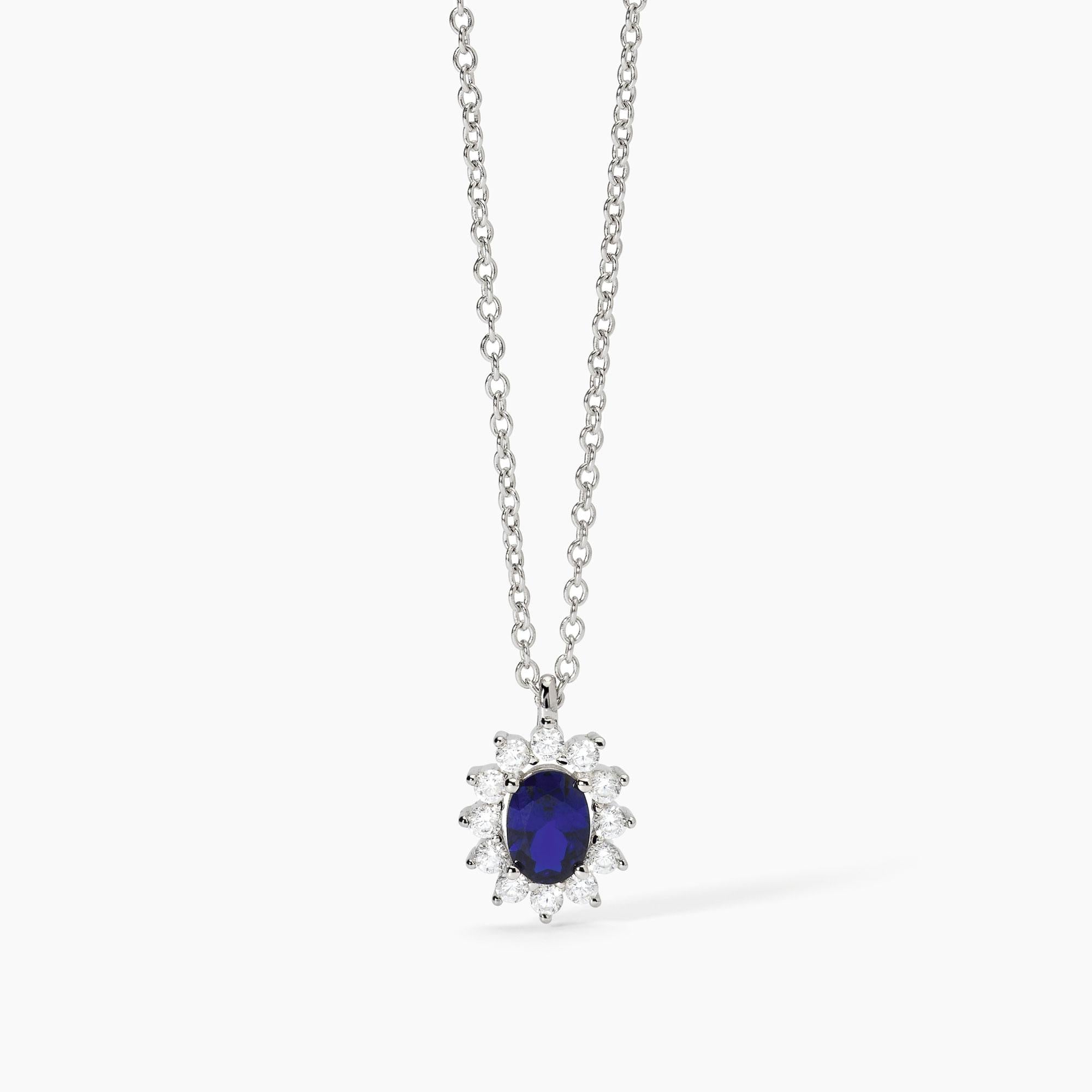 Collana  Mabina in argento con zaffiro sintetico