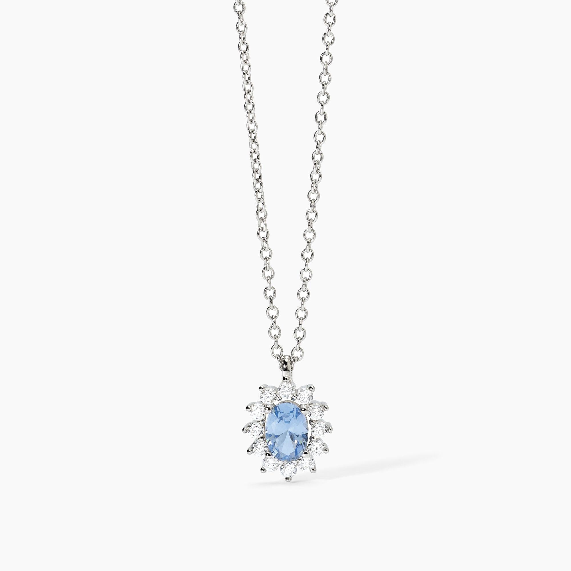 Collana  Mabina in argento con acquamarina sintetica