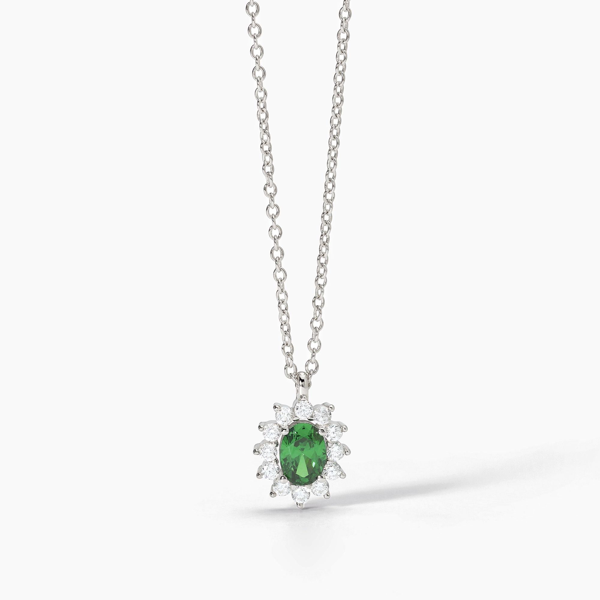 Collana  Mabina in argento con smeraldo sintetico