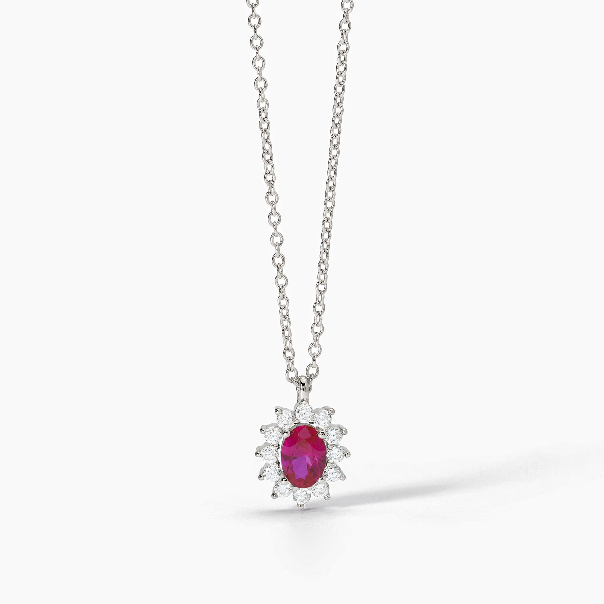 Collana  Mabina in argento con rubino sintetico