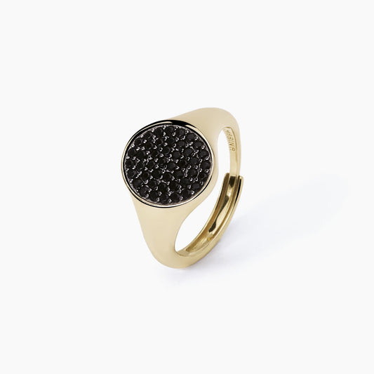 Anello Mabina Chevalier con pavè nero