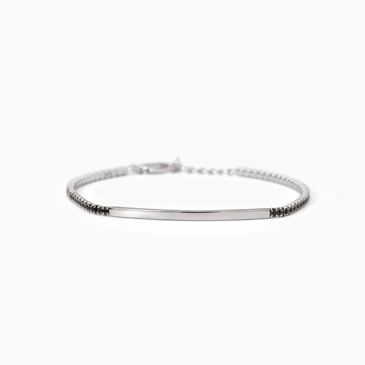 Bracciale Mabina Tennis in argento con piastra e zirconi neri