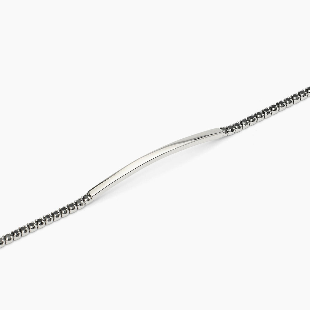 Bracciale Mabina Tennis in argento con piastra e zirconi neri