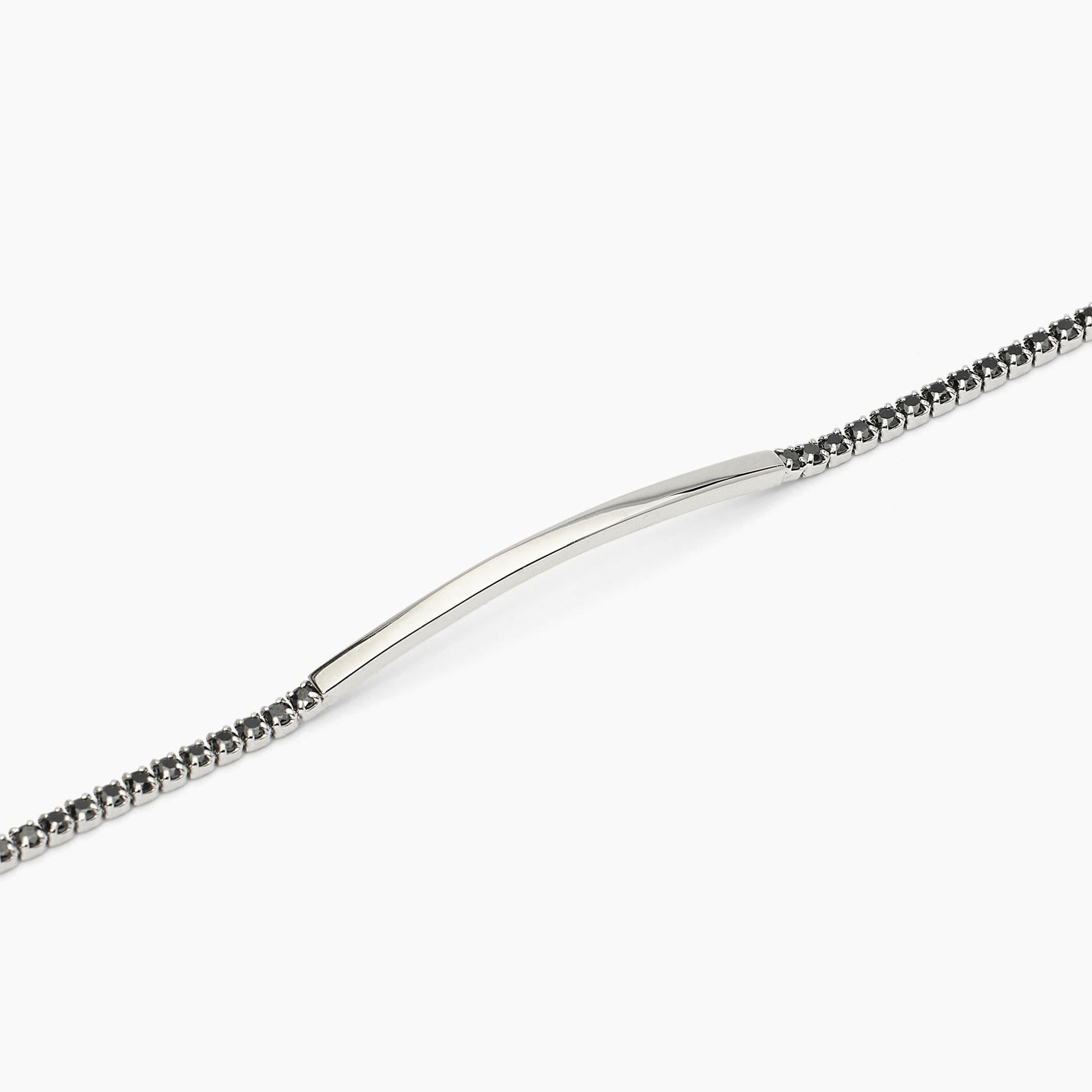 Bracciale Mabina Tennis in argento con piastra e zirconi neri
