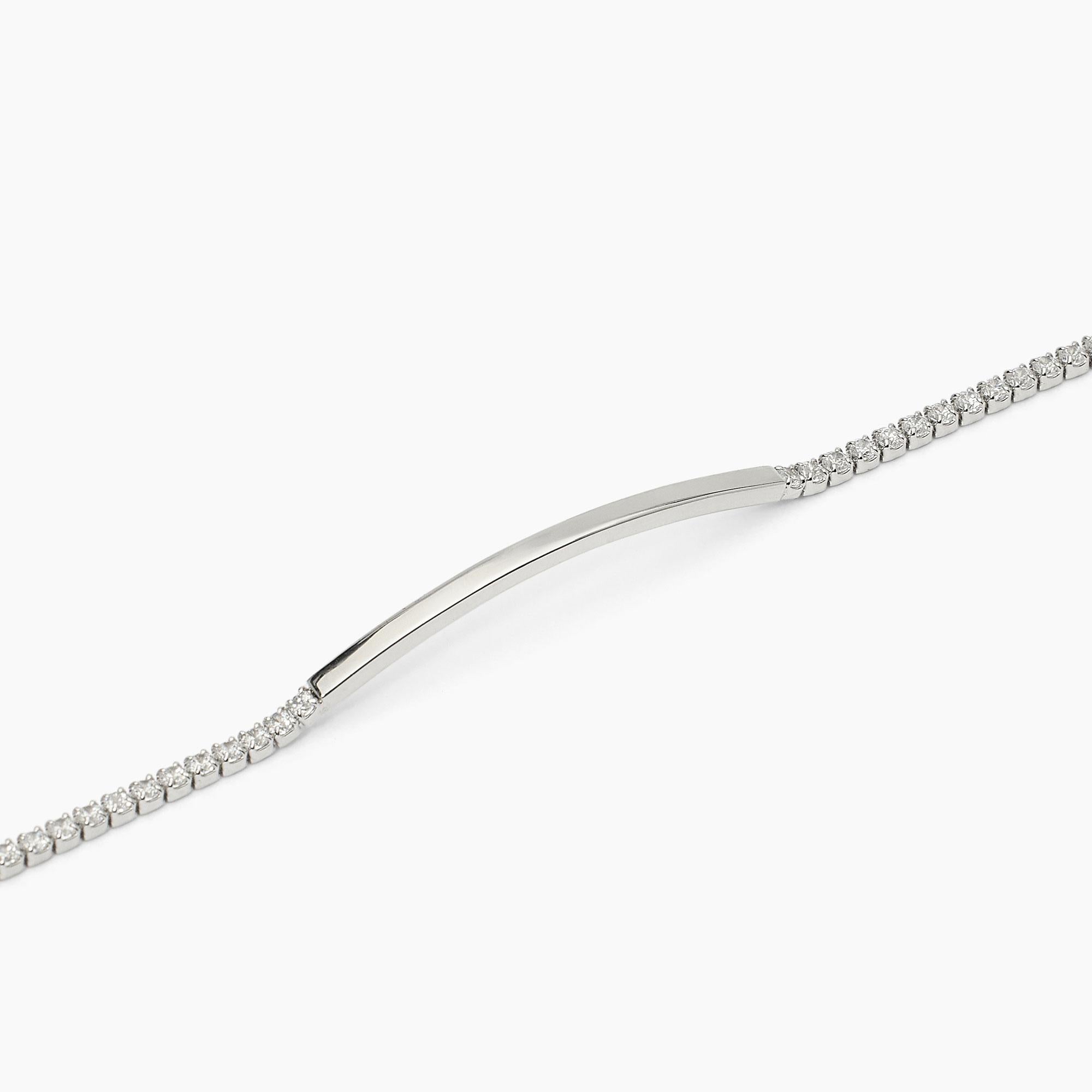 Bracciale Mabina Tennis in argento con piastra e zirconi bianchi