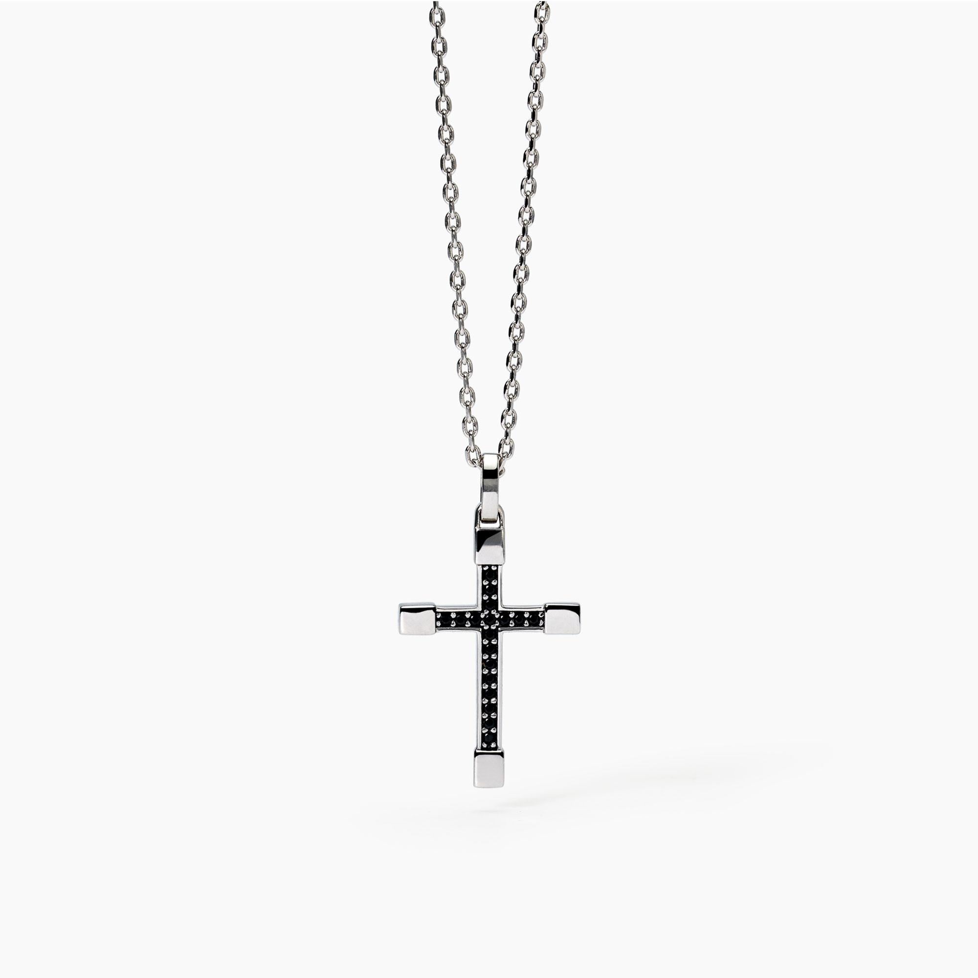 Collana Mabina uomo Croce e zirconi neri