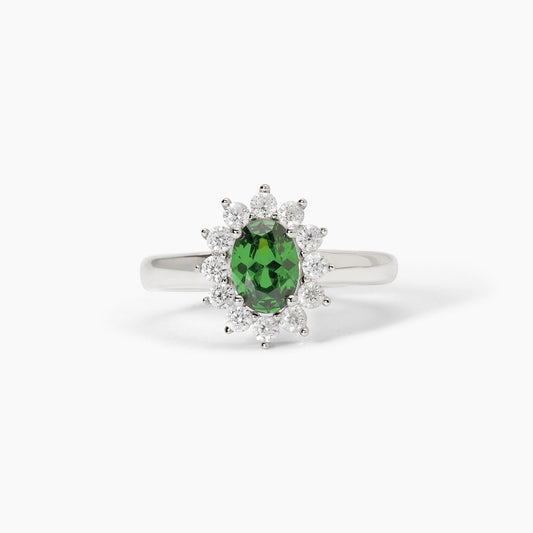 Anello donna Mabina in argento con smeraldo sintetico ovale