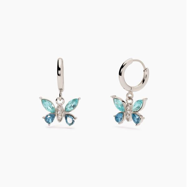 Orecchini 2Jewels donna cerchio con farfalla pendente azzurro